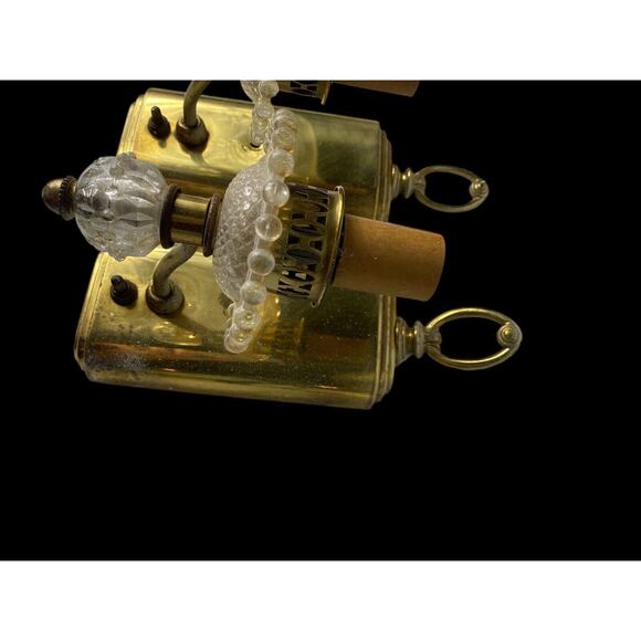 Vintage Light Fixtures Wall Sconces Lamps Set 2 Brass Glass Hollywood Regency - Picture 3 of 16